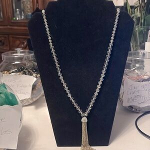 Anne Taylor crystal necklace with gold tone tassel